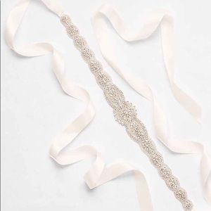 Graduated Scallops Beaded Satin Sash